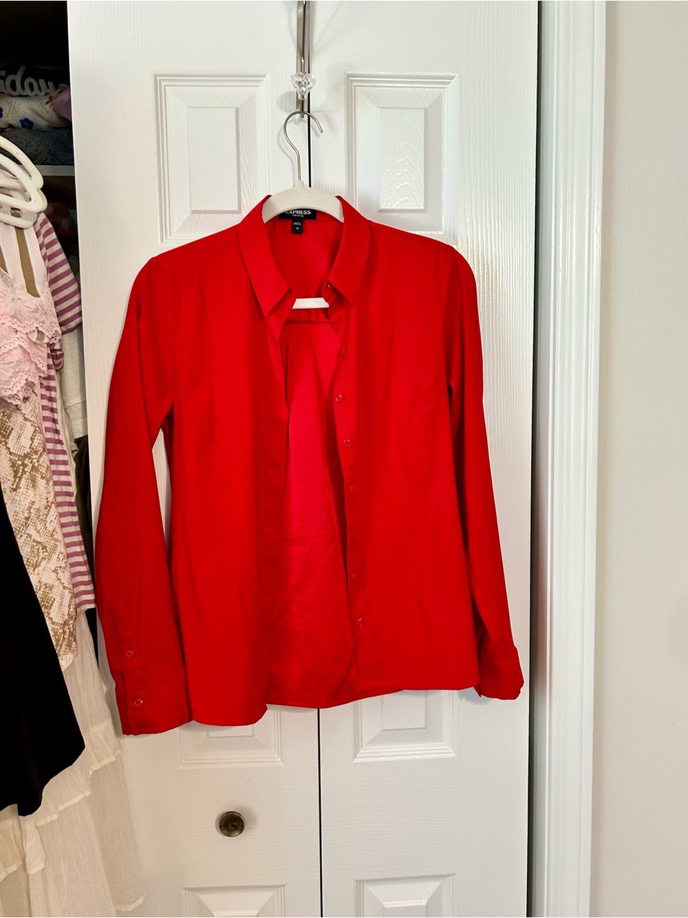 Express Red Button-Down Shirt